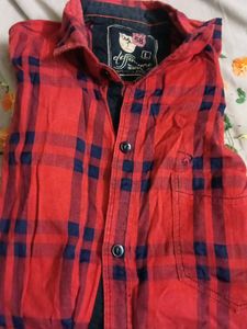 Orange and Blue Plaid Men's Shirt