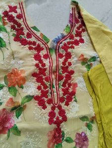 Yellow Floral Kurta Set with Dupatta