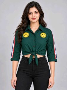 Superdry Green Smiley Face Crop Shirt