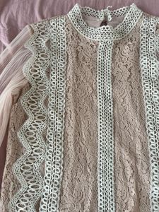 Chic Lace Detail Sheer Sleeve Top