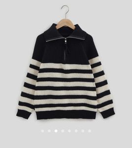 Striped Zip-Up Sweater