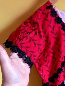 Cute Red &amp; Black Floral Dress