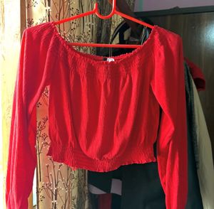 Chic Red Off-Shoulder Top