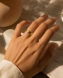 Unisex Elegant Gold Toned Textured Band Ring