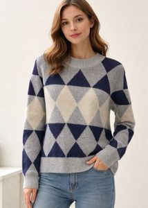 Stylish Argyle Pattern Sweater