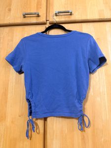 Blue Graphic T-Shirt with Drawstring Sides