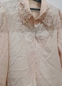 Peach embroidery shirt for women