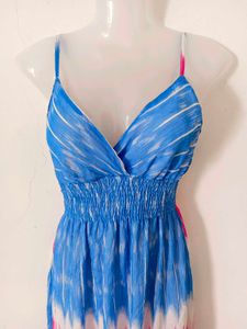 Blue &amp; Pink Tie-Dye Maxi Dress