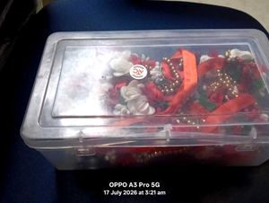 Red &amp; White Floral Jewellery Set
