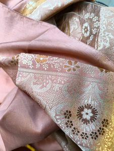 Peach pure katan silk saree