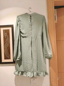 Sage Green Ruffle Mini Dress