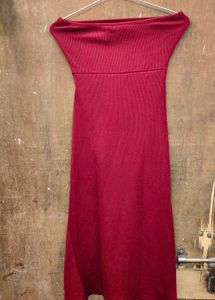 Shein Strapless Front Cut-Out Ruched Tie-Up Split