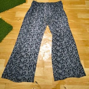 Grey Floral Palazzo Pants