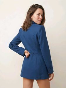 Korean Blue long sleeves Winter Blazer Womens