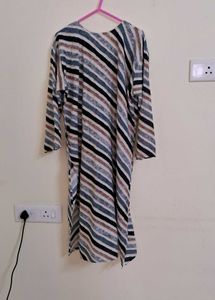 Striped Kurta with Embroidered Neckline