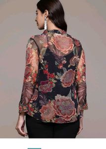 ithnic motifs print beads studded chiffon A line t