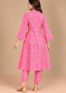 Vibrant Pink Floral Print Kurta
