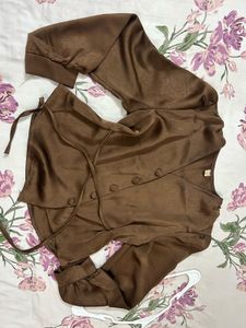 Stylish Brown Satin Blouse