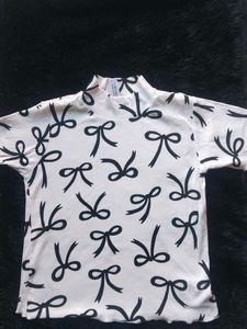 Bow Print Top Korean Style