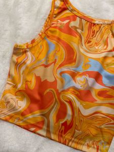 Sunset Swirl Print Crop Tank Top