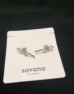 Silver Bow Stud Earrings
