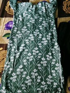 Green Floral Print Kurta with Embroidery