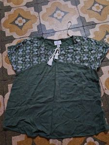 Green Embroidered Tassel Top