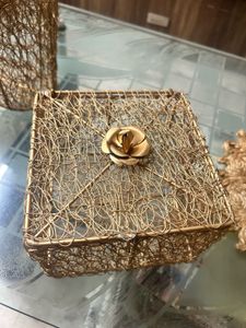 Elegant Gold Wire Storage Baskets