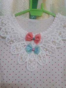 Polkadot cute Girl's Dress With Beautiful Neck