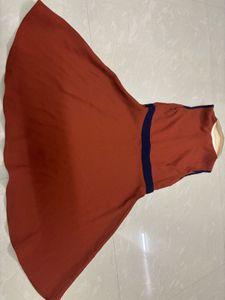 Retro Charm Rust Orange &amp; Navy Collared Skater Dre