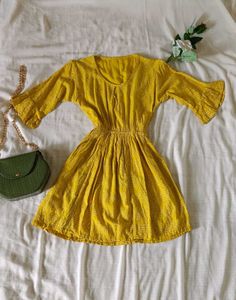🔴 Clearance Sale🔴 Yellow Short Kurti /Dress