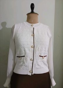 Elegant White Knit Cardigan