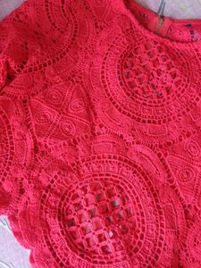 Vibrant Red Lace Crop Top