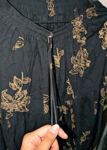 Black Floral Print Tiered Skirt