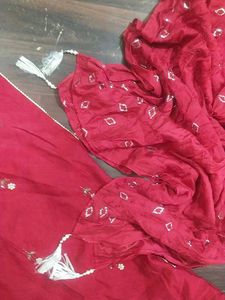 Stunning Red Embroidered Kurta Set