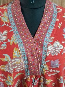 Red Floral Print Kurta Set