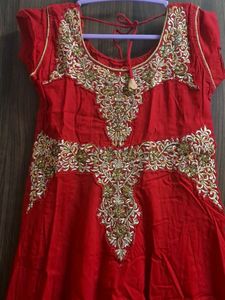 Embroidered Red Kurta Set