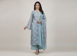 Blue Floral Kurta Set