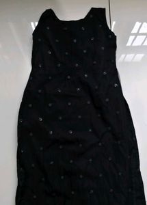 black kurthi side open with flowers details