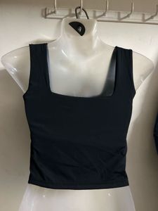 Black Square Neck Crop Top