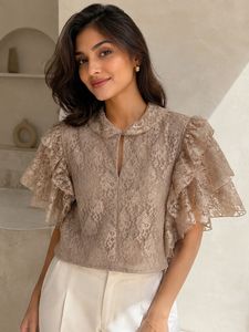 Elegant Lace Flutter Sleeve Top