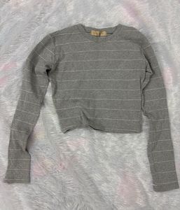 Striped Cropped Long Sleeve Top