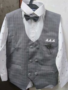 Boys' Grey  White Patterned Shirt