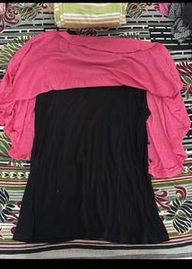 Pink &amp; Black Layered Tunic Top for Women