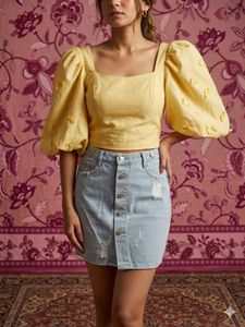 Light Wash Ripped Denim Skirt