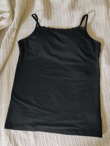 Black Lace Trim Camisole Tank Top