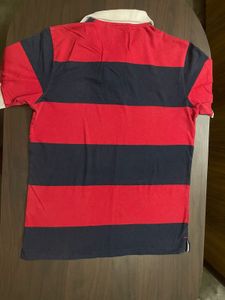 Red &amp; Navy Striped Polo Shirt