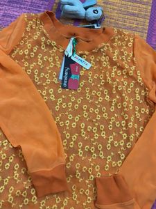 Orange Lace Detail Top