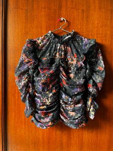Chic Ruched Floral Blouse