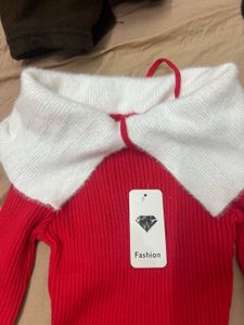 Red Off-Shoulder Sweater Dress